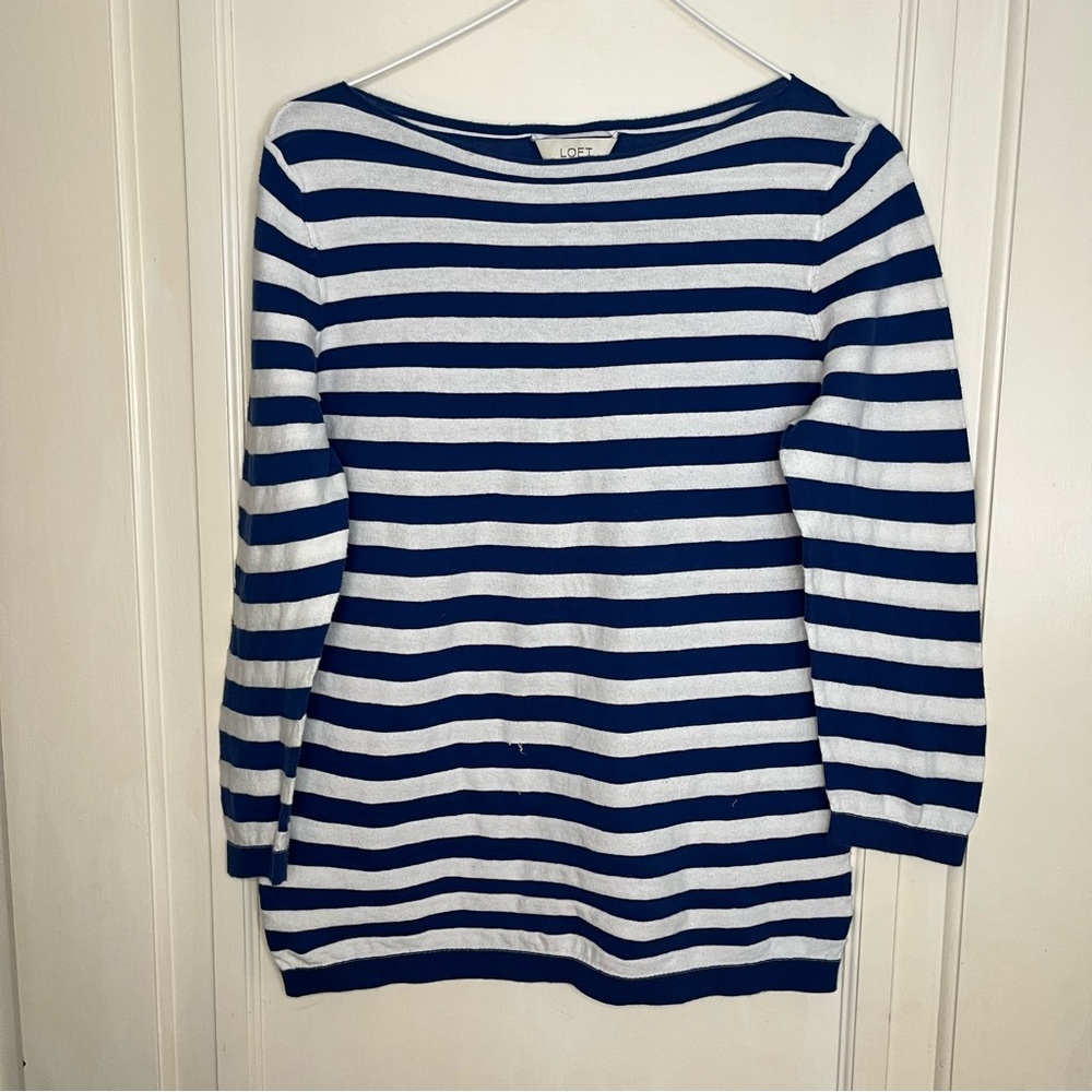 Ann Taylor LOFT 3/4 Sleeve Striped Top LARGE